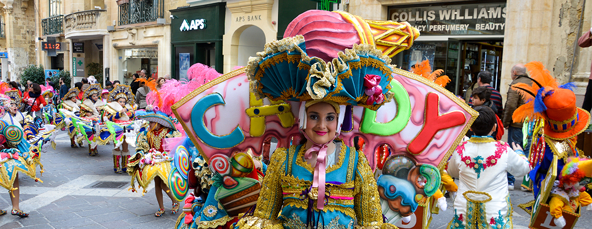 Girl in candy Carnivale costume